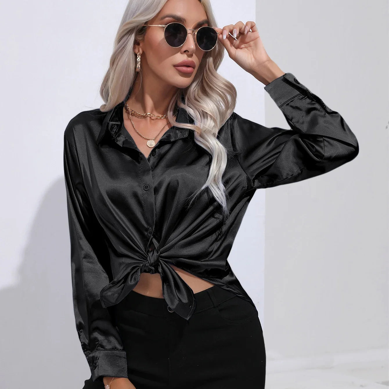 Luxe satijnen blouse